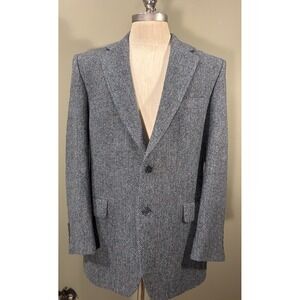 Magee Donegal Tweed Blazer Irish Handwoven Mens Sz 42R Green Herringbone Neps